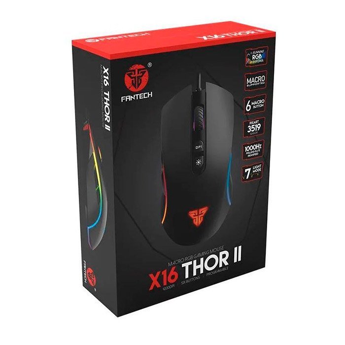 Mouse Gamer Fantech X16 Thor II 4200 DPI RGB Negro Mouse Gamer Fantech X16 Thor II 4200 DPI RGB Negro